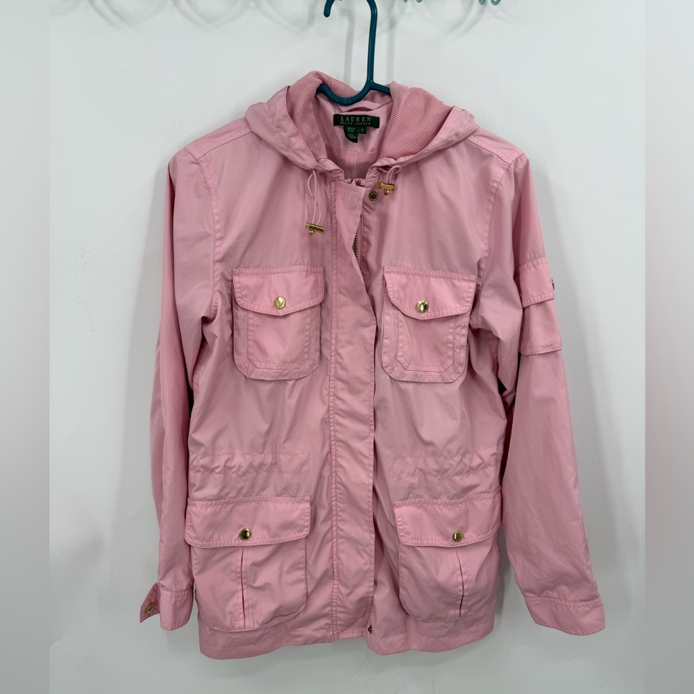 Lauren Ralph Lauren Acapulco Fashion windbreaker Pink Hooded Utility Jacket S